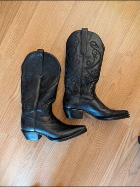 Nine West Black Western Heeled Cowboy Boots